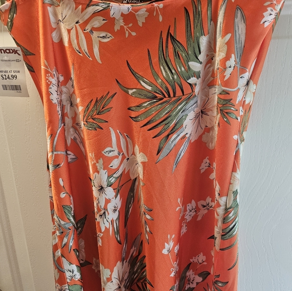 Floral Orange Sunmer Dress Size M - Picture 6 of 10
